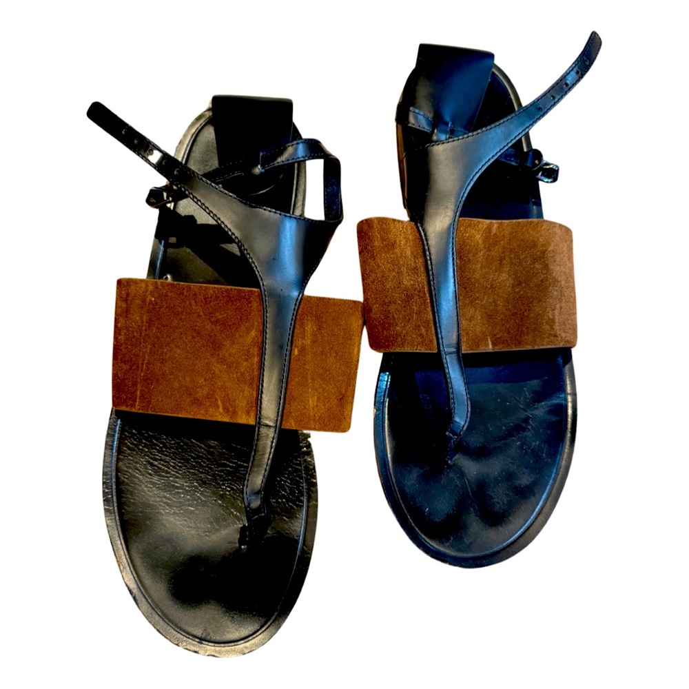 Vince leather black and brown suede sandals size 8.5 - Picture 1 of 3
